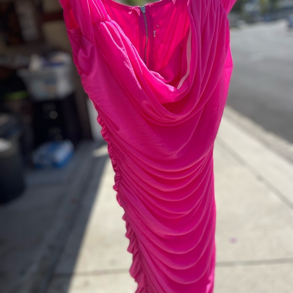 Elegant Pink Ruched Dress